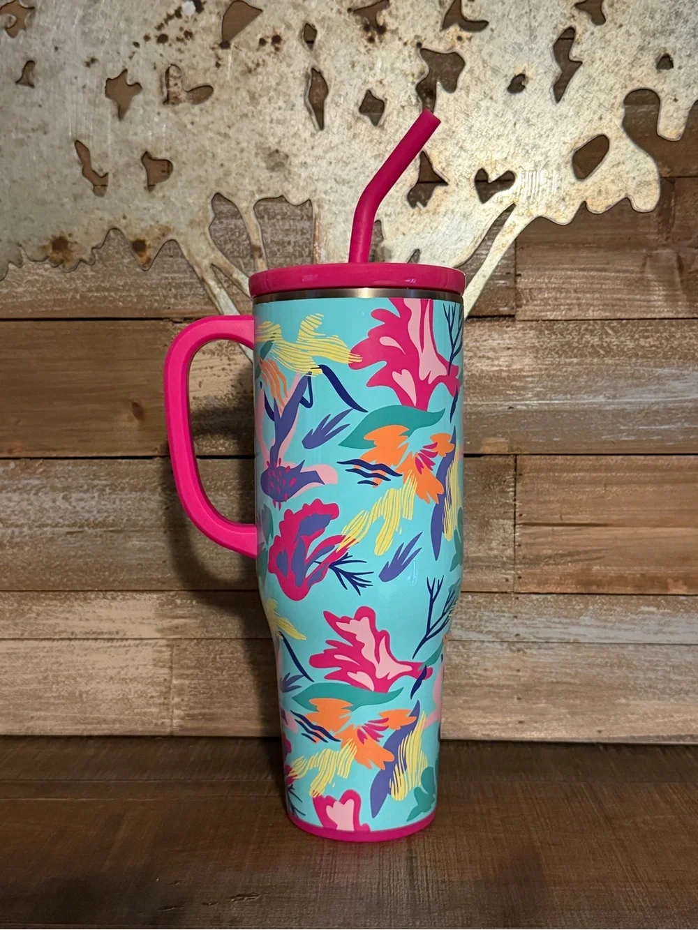 Swig Life Insulated Stainless Steel Mega Mug 40 oz with Floral Design